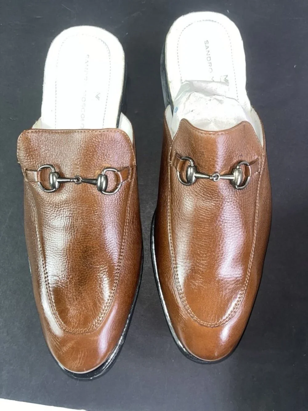 NEW Sandro Moscoloni Mens Brown Pebbled Leather Loafers Shoe 13 Slip On Horsebit